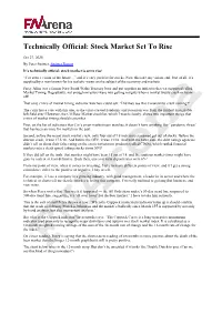 Technically Official: Stock Market Set to Rise