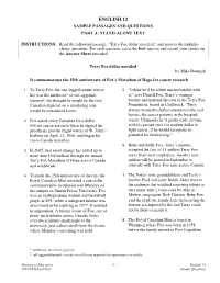 English 12 Sample Passages and Questions Part A: Stand-Alone Text