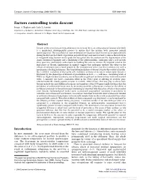 Factors Controlling Testis Descent