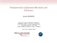 Fundamentals of Quantum Mechanics for Chemistry