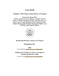 Papers of Lucy Kroll [Finding Aid]. Library of Congress