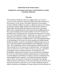 Response To, and Lessons Learnt From, Recent Bushfires in Remote Tasmanian Wilderness