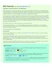 RPN Tutorial, Incl. Some Things HP Did Not Tell