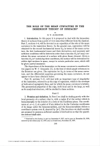 The Role of the Mean Curvature in the Immersion Theory of Surfaces*