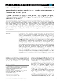 A Mitochondrial Analysis Reveals Distinct Founder Effect Signatures in Canarian and Balearic Goats