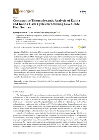 Comparative Thermodynamic Analysis of Kalina and Kalina Flash Cycles for Utilizing Low-Grade Heat Sources