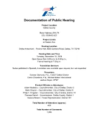 Documentation of Public Hearing