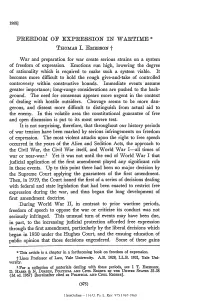 FREEDOM of EXPRESSION in WARTIME " Thomas I