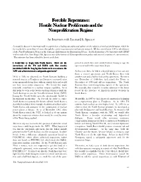 Hostile Nuclear Proliferants and the Nonproliferation Regime