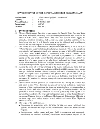 Kenya Project Number : P-KE-E00-009 Department : OWAS Division : OWAS 2