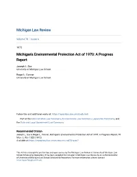 Michigan's Environmental Protection Act of 1970: a Progress Report