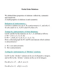 Partial Order Relations
