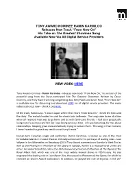 TONY AWARD NOMINEE RAMIN KARIMLOO Releases New Track “From Now On” His Take on the Greatest Showman Song Available Now Via All Digital Service Providers
