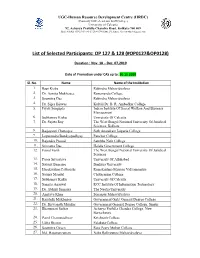 List of Selected Participants: OP 127 &