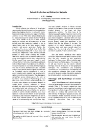 Seismic Reflection and Refraction Methods
