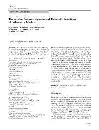 The Relation Between Rigorous and Helmert's Definitions of Orthometric