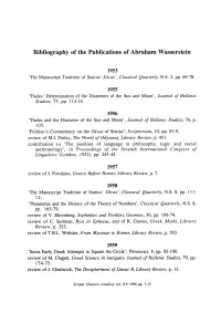 Bibliography of the Publications of Abraham Wasserstein