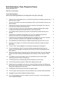 Extinctions Mid-Term Exam Questions (Final W: Answers)