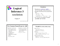 Logical Inference 3 Resolution