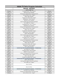 NASA TV Schedule for Web (Week of 8-24-2020)(1).Xlsx
