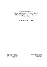 Trustpower Ltd Patea Hydro Scheme Monitoring Report