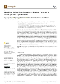 Vanadium Redox Flow Batteries: a Review Oriented to Fluid-Dynamic Optimization