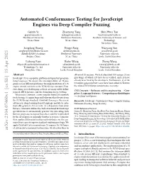 Automated Conformance Testing for Javascript Engines Via Deep Compiler Fuzzing