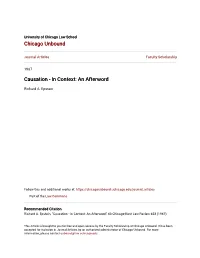 Causation - in Context: an Afterword