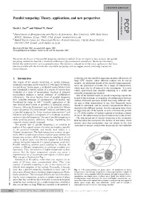 Parallel Tempering: Theory, Applications, and New Perspectives PCCP