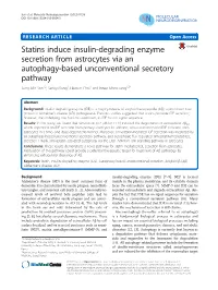 Statins Induce Insulin-Degrading Enzyme Secretion from Astrocytes Via an Autophagy-Based Unconventional Secretory Pathway