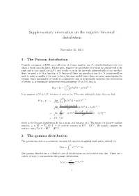 Supplementary Information on the Negative Binomial Distribution