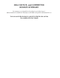 2016 Summary of Actions