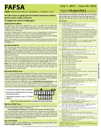 2021-2022 Free Application for Federal Student Aid (FAFSA)