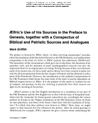 Elfric's Use of His Sources in the Preface to Genesis, Together with a Conspectus of Biblical and Patristic Sources and Analogues