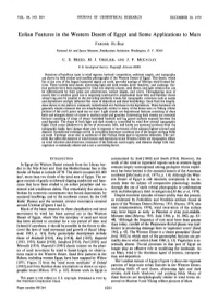 Eolian Features in the Western Desert of Egypt and Some Applications to Mars