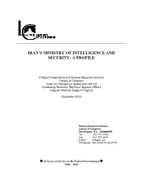 Iran's Ministry of Intelligence and Security: a Profile
