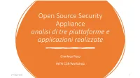 Open Source Security Appliance Analisi Di Tre Piattaforme E Applicazioni Realizzate