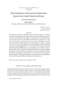Programming Gate-Based Hardware Quantum Computers for Music