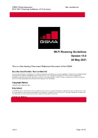 Wi-Fi Roaming Guidelines Version 14.0 28 May 2021