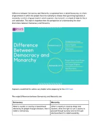 Difference Between Democracy and Monarchy Is Explained Here In