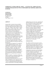 Emergency Steer & Brake Assist – a Systematic Approach for System Integration of Two Complementary Driver Assistance Syste