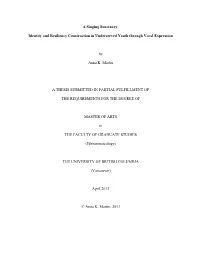 Identity and Resiliency Construction in Underserved Youth Through Vocal Expression