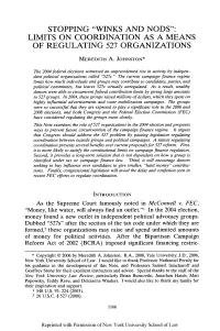 Limits on Coordination As a Means of Regulating 527 Organizations