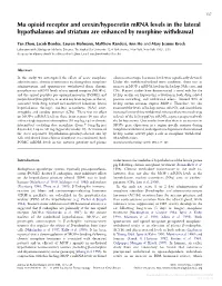 Mu Opioid Receptor and Orexin/Hypocretin Mrna Levels in the Lateral Hypothalamus and Striatum Are Enhanced by Morphine Withdrawal