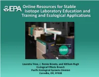 Online Resources for Stable Isotope Laboratory Education and Training and Ecological Applications