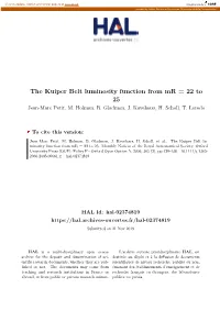 The Kuiper Belt Luminosity Function from Mr = 22 to 25 Jean-Marc Petit, M