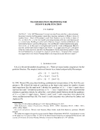 TRANSFORMATION PROPERTIES for DYSON's RANK FUNCTION Let P(N)