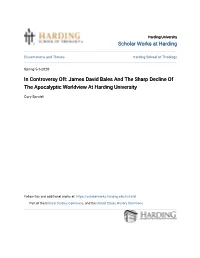 James David Bales and the Sharp Decline of the Apocalyptic Worldview at Harding University