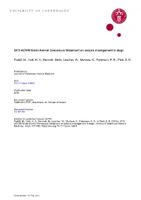 2015 ACVIM Small Animal Consensus Statement on Seizure Management in Dogs