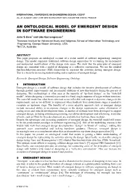 An Ontological Model of Emergent Design in Software Engineering